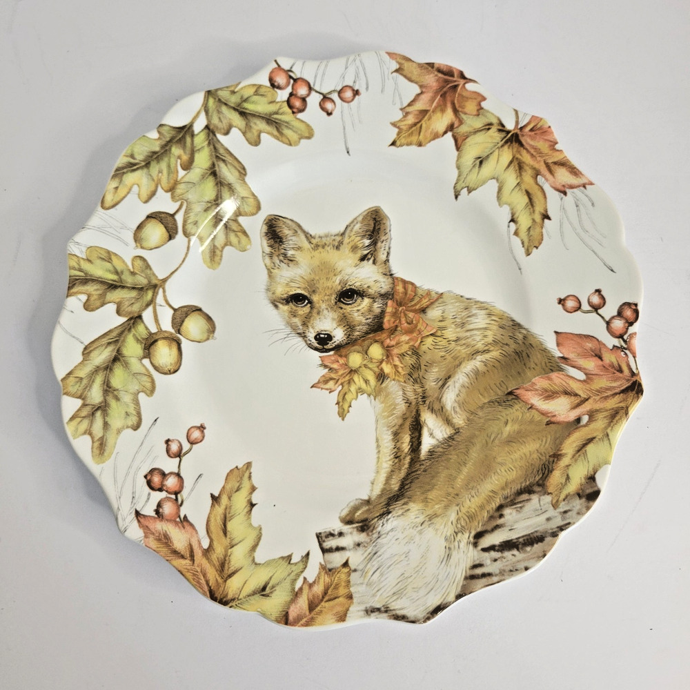 Pier 1 Daisy the Fox Salad Plate 8.5" Autumn Fall Mazey the Squirrel Vtg HTF